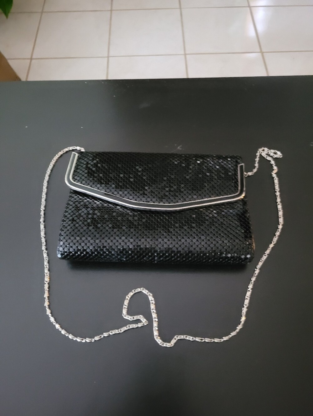 Black Sequin Envelope Crossbody Clutch